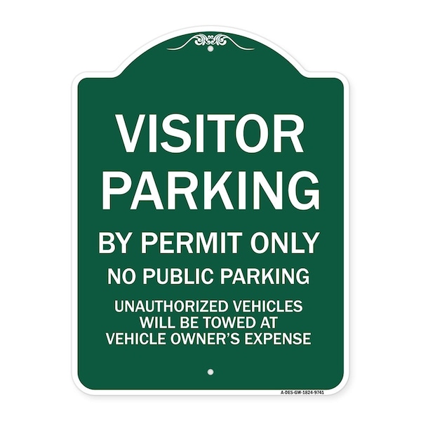 Visitor Parking By Permit No Public Parking Heavy-Gauge Aluminum Sign, 24" x 18", GW-1824-9741